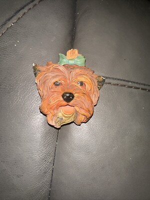 VYG BOSSONS CHALKWARE YORKSHIRE TERRIER HEAD WALL SCULPTURE, ENGLAND Great Cond!