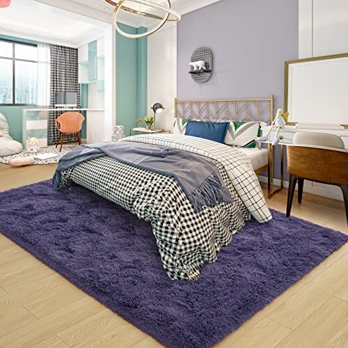 Ultra Soft Rugs for Bedroom Fluffy Shag Area Rugs for 9x12 Feet Grey
