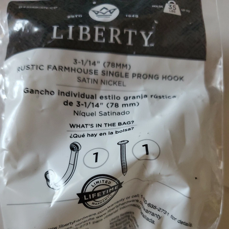 Gancho para bata Liberty 2523521 níquel satinado de una sola punta (3) Foto 4 de 4