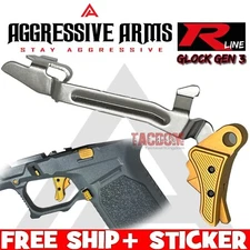 AGGRESSIVE ARMS GOLD TIN TRIGGER & BAR Gen 3 GL0CK 17 19 22 26 STAINLESS STEEL