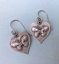 New Sundance Charm Earrings Artisan Silver Jewelry Heart Butterfly