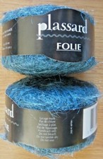 Lot of 2 Plassard Shiny FOLIE Eyelash Designer Yarn, Color 08 dark teal 