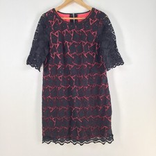 Unbranded womens dress size 12 shift balck lace broderie short sleeve 090654