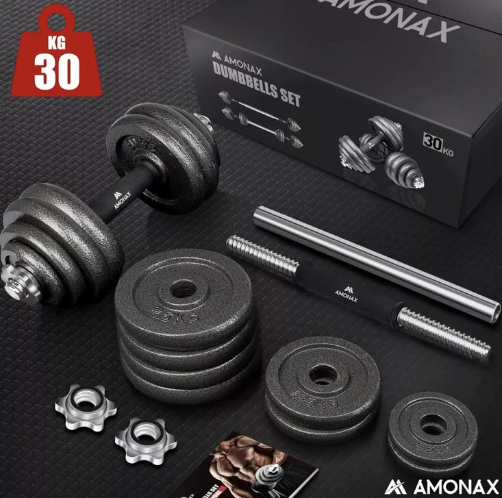 Amonax 20kg 30kg Cast Iron Adjustable Dumbbell And Barbell Weights