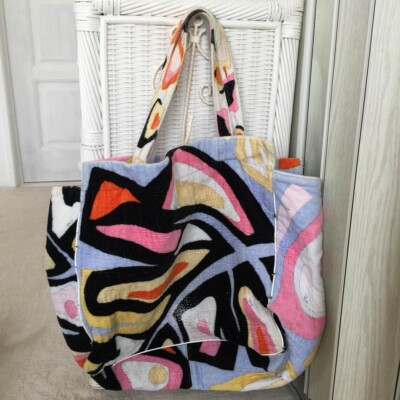 EMILIO PUCCI Tote Bag pile Casual Fabric Pink Blue multicolor Used