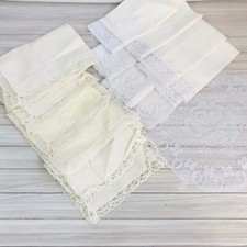 Mixed Lot of Vintage Linen Napkins and Hankies and a Lace Doily - 14 items