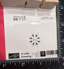 Set Of 3 Stampin Up A Little Greeting Wood Mounted Rubber Stamps 129111