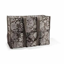 Thirty One Super Organizing Zip Top Utility tote bag 31 Gift Woodblock New