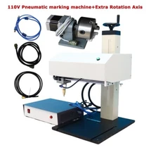 110V Pneumatic Marking Machine  Dot Peen for Surface Marking+Extra Rotation Axis
