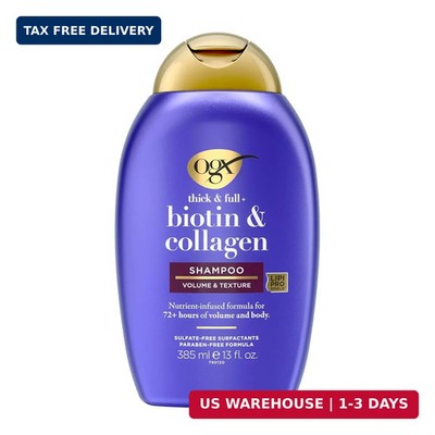 OGX Thick & Full + Biotin & Collagen Volumizing Shampoo, Nutrient-Infused Hair S