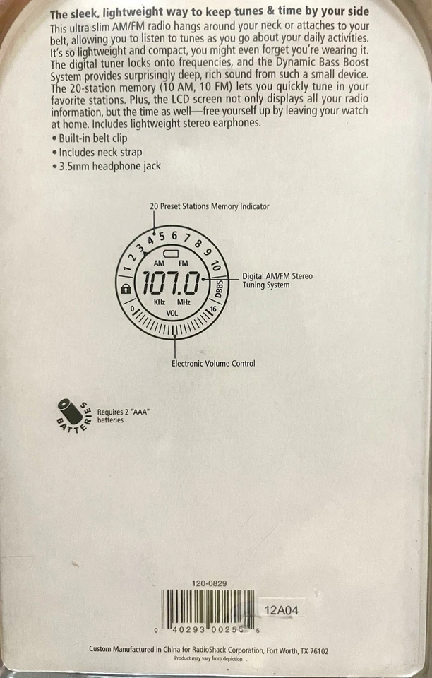 Radio Shack Pocket Radio 12-829 AM FM New Sealed Vintage - Image 3 of 4