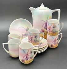 Antique Nippon Chocolate Set Hand Painted Win...