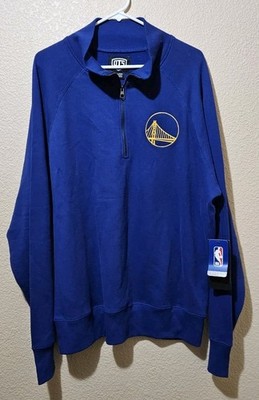 OTS NBA Golden State Warriors Men's Blue Fleece 1/4 Zip Pullover Jacket Size 2X