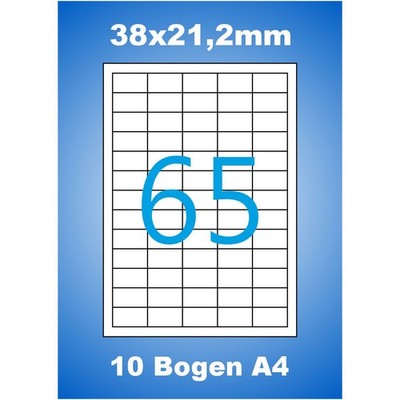 650 Etiketten 38x21,2mm 10 Blatt A4 Luma Vielzweck Aufkleber 38x21 Label
