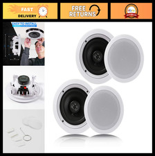 200W 6.5" Flush Mount 2-Way Home Speakers, Quick Connect, Dual Cone, White