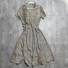 MNG Mango Leopard Print Button Front Midi Dress Women's Size 8