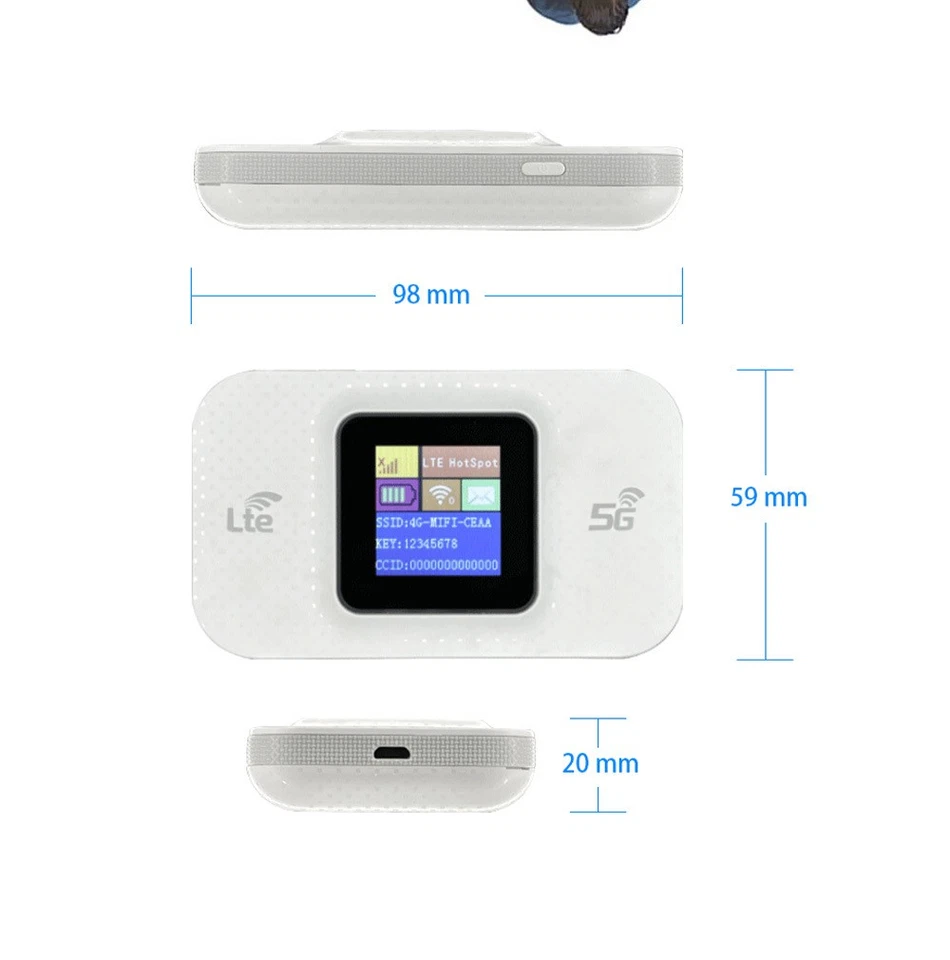 4G tragbare mobile drahtlose WLAN-Router Hotspot WiFi Typ-C-Port Modem SIM-Karte - Bild 3 von 4