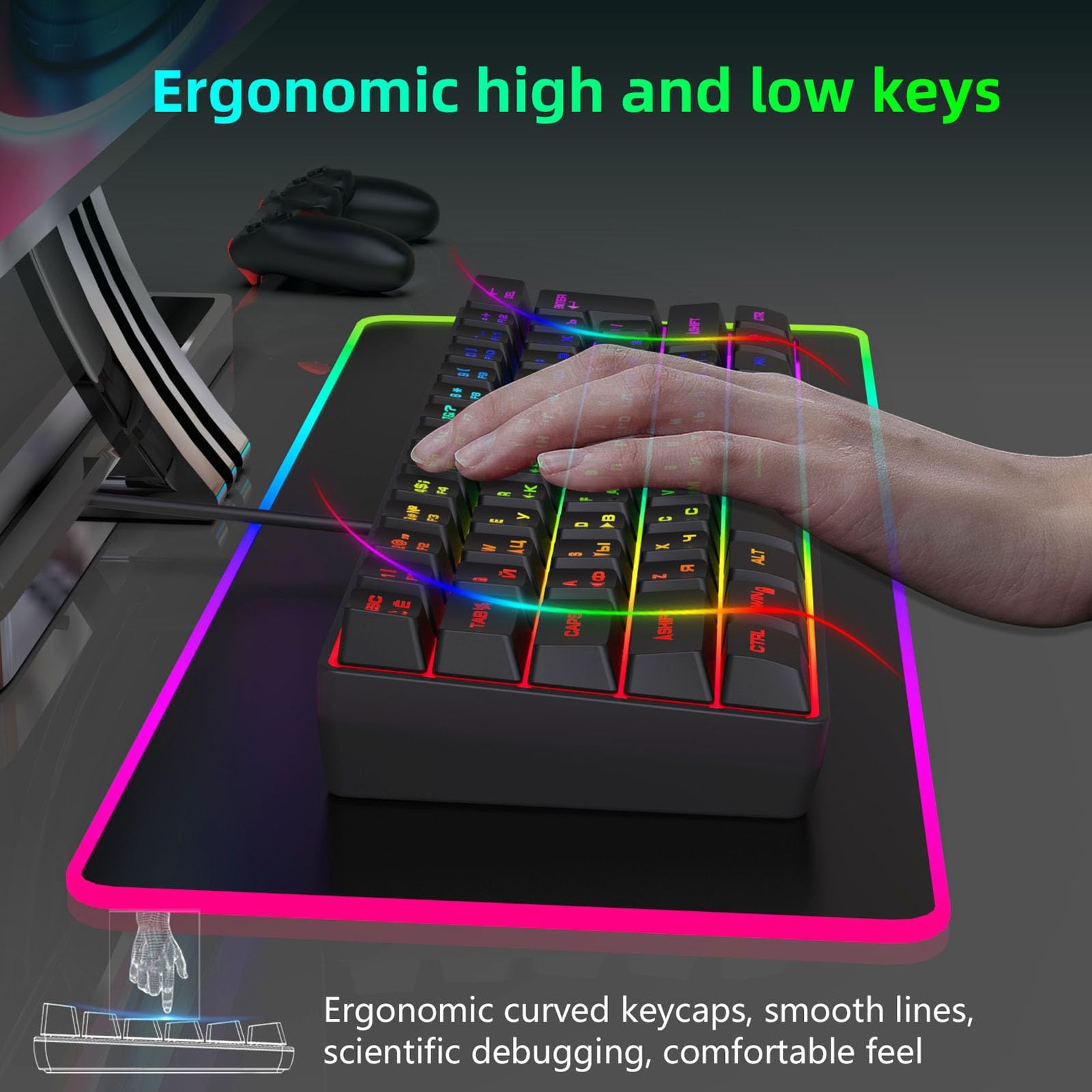 Clavier mécanique russe compact pour setup gaming minimaliste noir