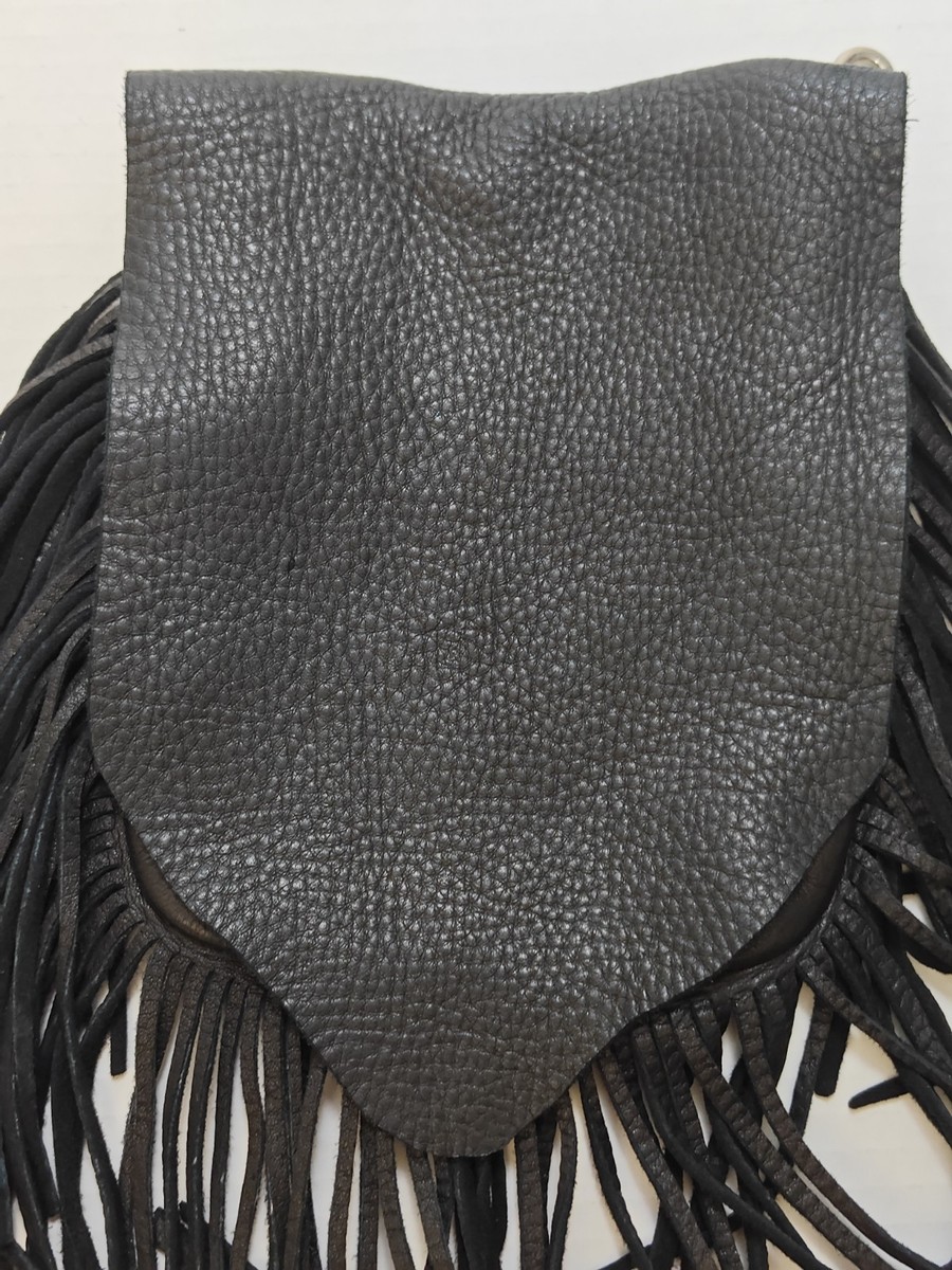 Cactus Mountain Designs Handmade Black Leather Fringed Loop  display picture 1