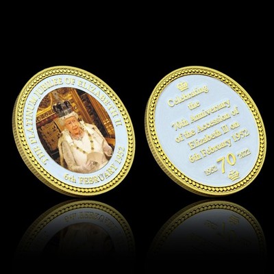 Queen Elizabeth II Platin Thron Portrait Münze 70 Jahre Royal Commemorative