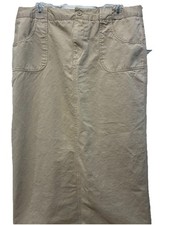 Vintage Y2K Old Navy Tan Khaki High Waist Maxi Straight Cut Cotton Skirt Size 12
