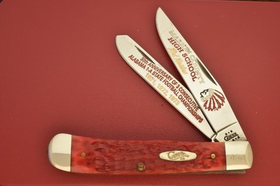 CASE XX USA 2003 MARION CO HIGH SCHOOL ALABAMA RED BONE TRAPPER KNIFE 6254 33756