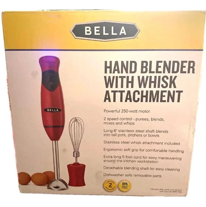 Bella Immersion Hand Blender with Whisk Attachment 250W 2 Speed Controls