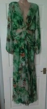 Boohoo size 20 green orange yellow lined polyester zip summer beach maxi dress