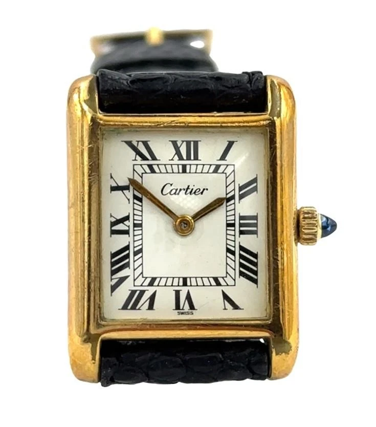 Vintage Ladies Vermeil Cartier Tank Wristwatch