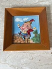 1950's 3D VACU FORM NURSERY RHYMES FRAMED PICTURE  "HUMPTY DUMPTY" **7" X 7.5" — photo 1