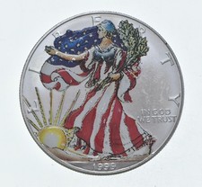 1999 Beautifully Painted/Sticker American Silver Eagle 1 Oz. .999 Fine *570