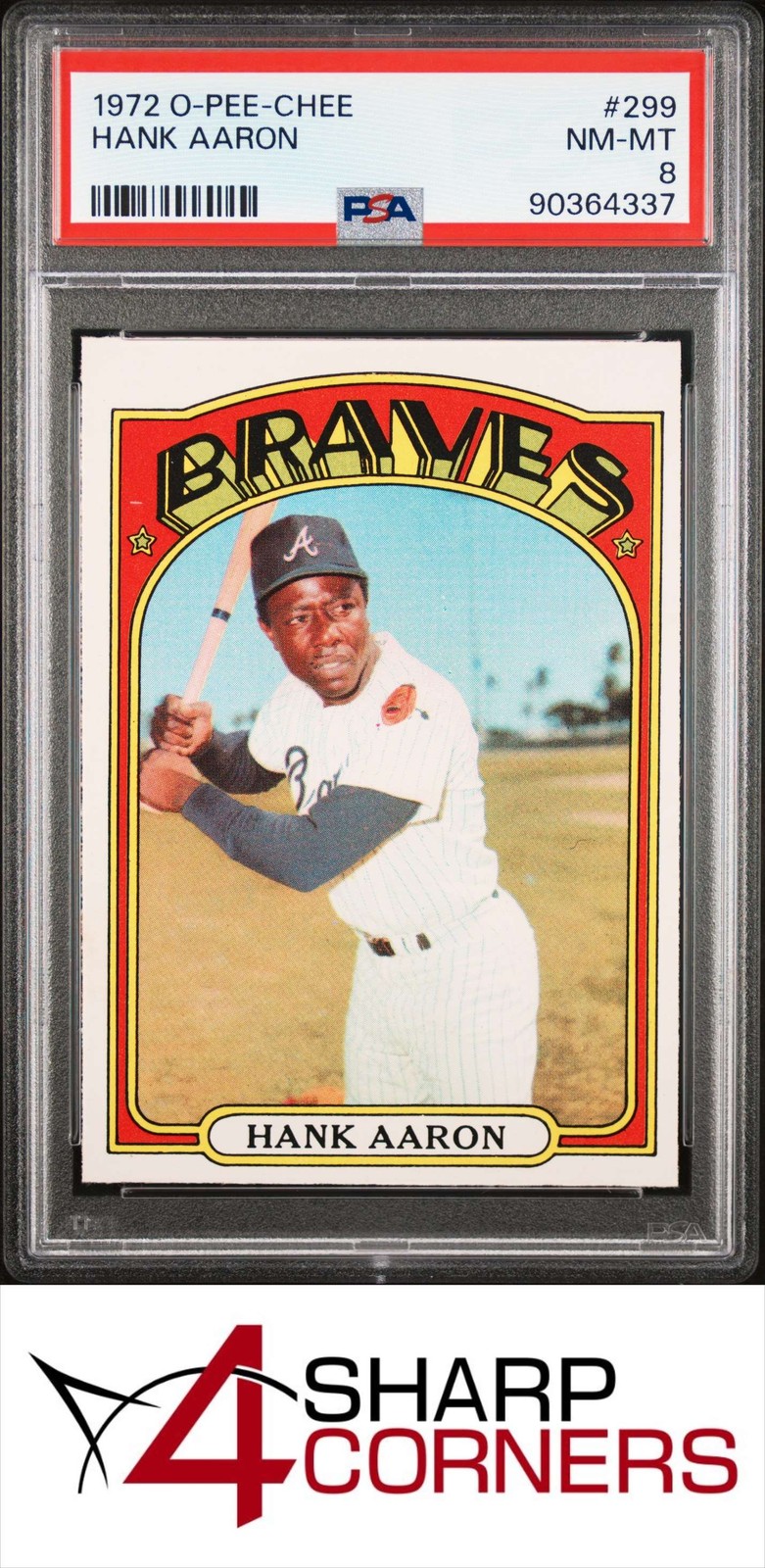 1972 O-PEE-CHEE #299 HANK AARON BRAVES HOF PSA 8