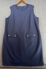 Tommy Hilfiger Plus Size 22 Blue Sleeveless Sheath Dress Pockets
