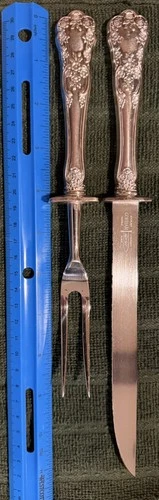 Gorham Buttercup Sterling Carving Set Fork 9" Knife 11" No Mono