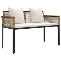 Outdoor Bank Poly-Rattan Beige Cremeweiß 117X54X74,5 Cm Gartenbank