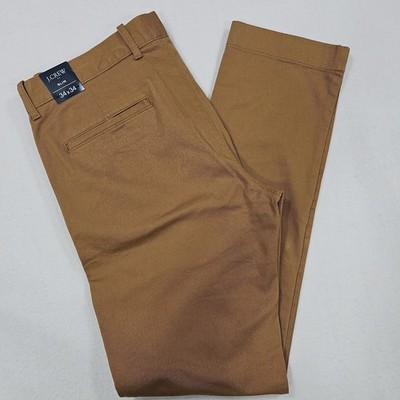 J Crew Flex Slim Fit Khaki Pants Mens 34x34 Walnut Brown Tan Stretch Chino H3167