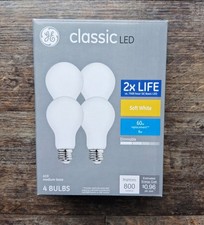 GE Classic 60-Watt EQ A19 Soft White Dimmable LED Light Bulb 4-Pack NEW