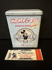 Vintage 1987 Mickey & Pals Tin 60 Band-Aids Full Complete Box Disney Acme Metal