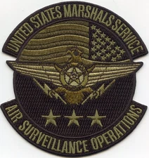 UNITED STATES MARSHAL AIR SURVEILLANCE subdued green AVIATION POLICE PATCH