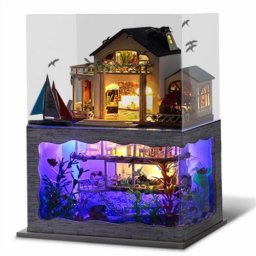 Hawaii Undersea Villa House DIY Miniature Led Light Wooden Shop Dollhouse - Picture 1 of 15