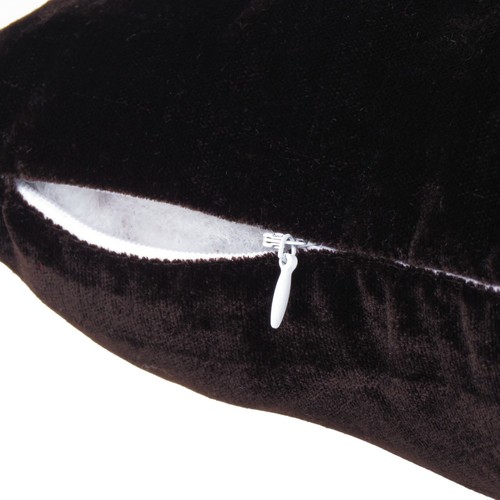 Chocolate Brown Velvet Cushion Cover with Zipper Closure Pillowcase Piping Edge - Picture 5 of 16