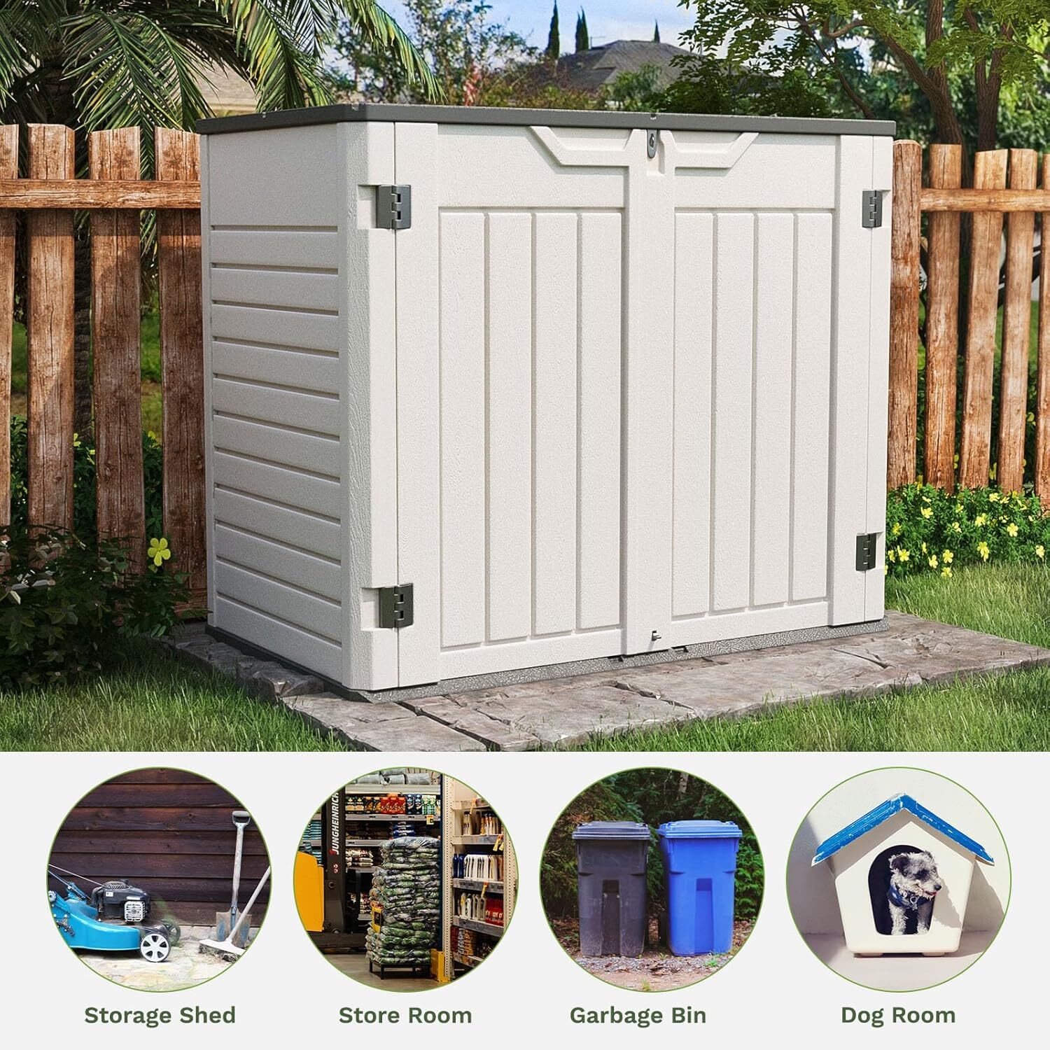 Outdoor Storage Shed Horizontal Storage Shed for Patio Garden Backyards