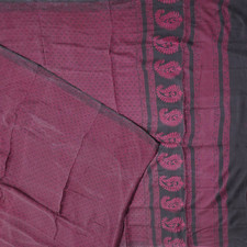 Vintage Dark Purple Sarees 100 Pure Silk Printed Floral Sari 5YD Craft Fabric