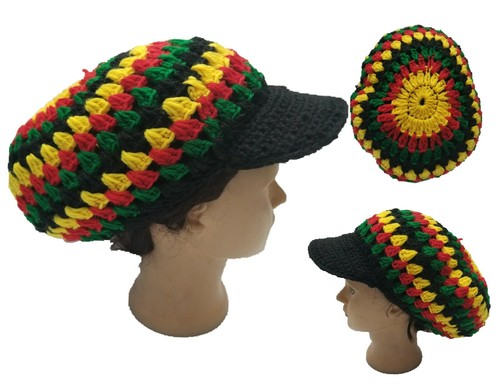 Red Yellow Green Crocheted Beanies 