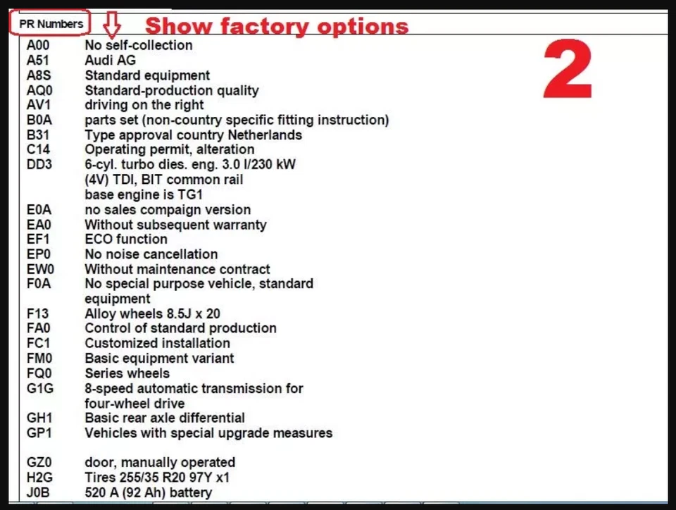 VIN DECODER that will show factory options Audi VW Seat Skoda Digital & Printed - Immagine 2 di 2