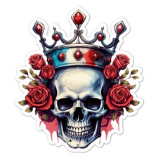 Skull Crown Roses Sticker Decal