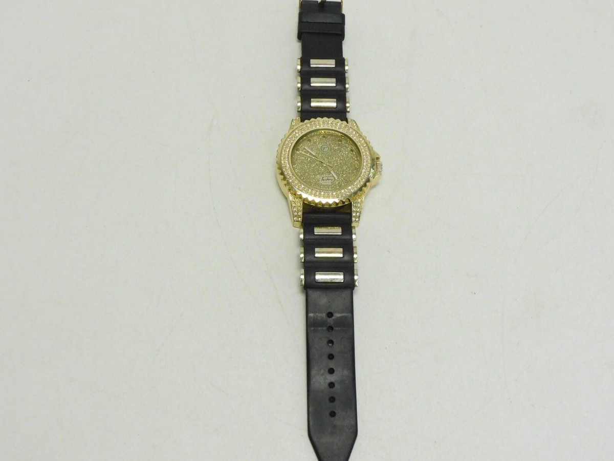 Techno Pave 6443 Men's Watch Hip Hop Black/Gold
