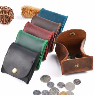 Men Women Genuine Leather Squeeze Coin Purse Coin Pouch