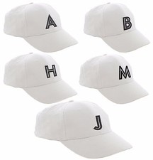Kids Baseball Cap Boy Girl Adjustable Children White Hat Sport A-Z Letter Black