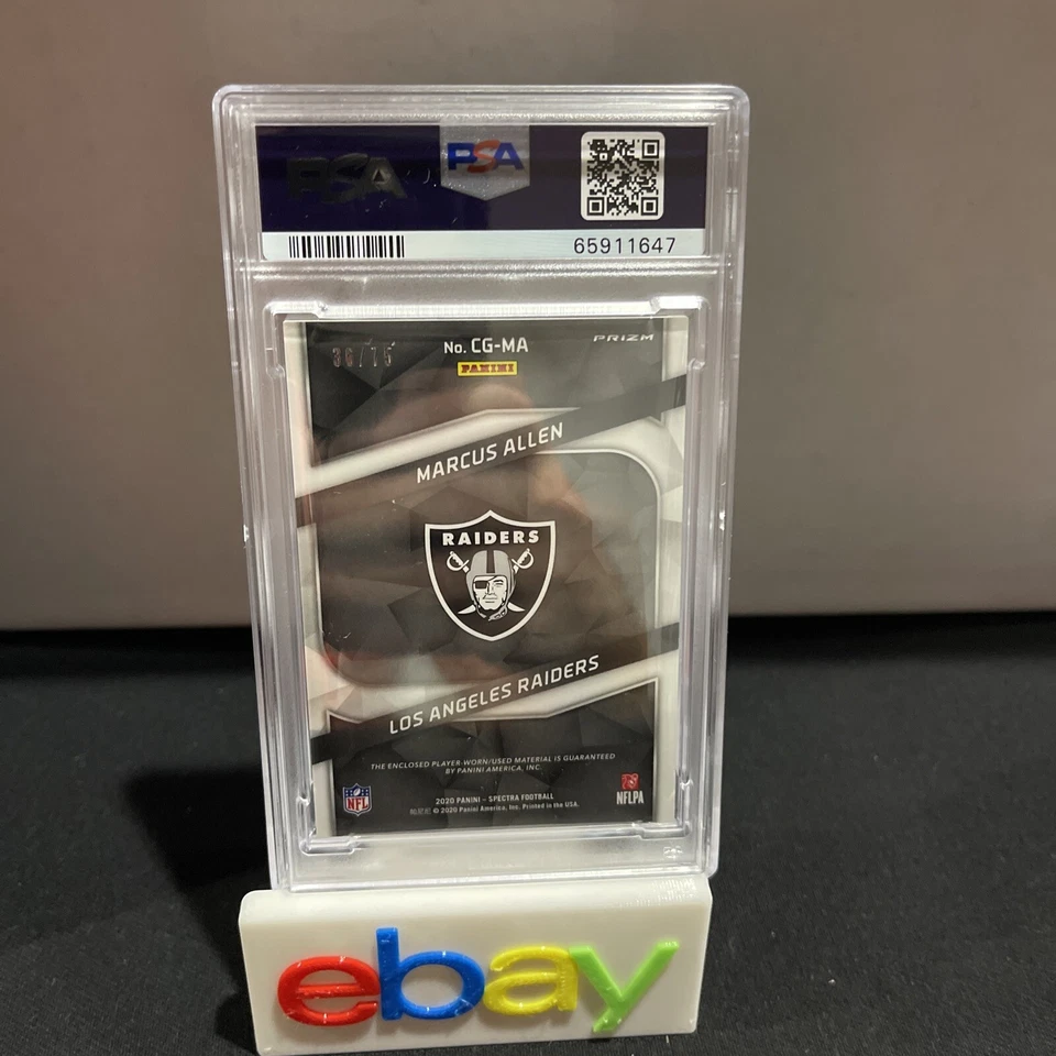 2020 Panini Spectra Championship Gear #CGMA Marcus Allen PSA 9 Serial #36/75 - Image 2 of 4